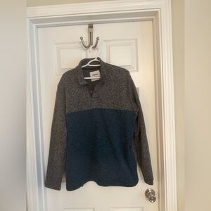 2 Sonoma Mens XL Sweaters Fleece Pullover Snap Teal Gray & Maroon long sleeve